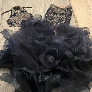 Navy two piece prom dress. Only worn once. Excellent condition. Size 2!